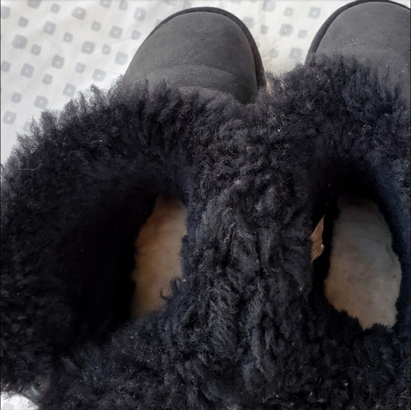 UGG Mini Bailey Leather Braid Bow Swarovski Black Boots Metal Logo Wmn Sz 5/ 36 - Picture 8 of 13